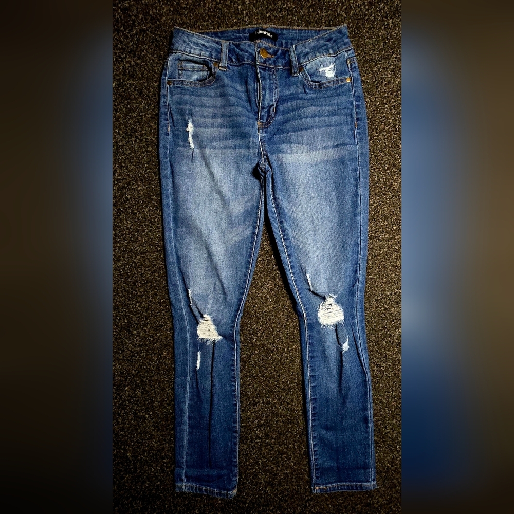 d. jeans Women's Distressed Skinny Jeans - Blue